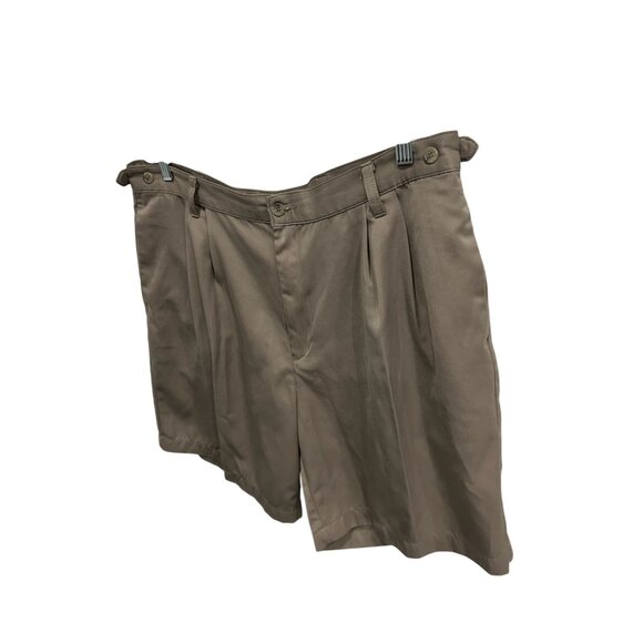 Dockers Mens Khaki Pleated Front Microfiber Polyester Shorts Sz 40 - Picture 3 of 9